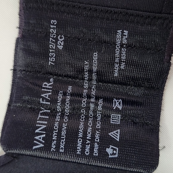 VANITY FAIR Radiant Women's Black Smoothing Underwire Molded Cup Bra 42C - Picture 4 of 5